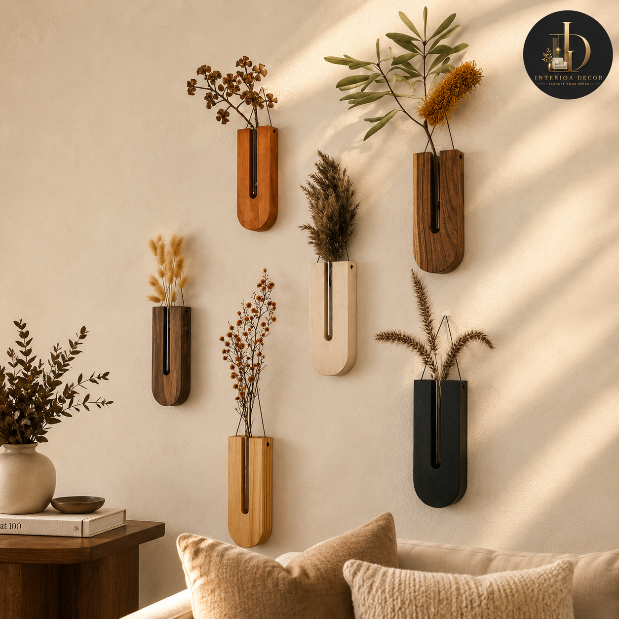 Minimalist Wooden Wall Vase Set