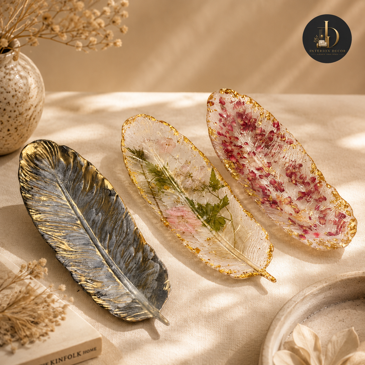 Resin Feather Shaped Decorative Tray