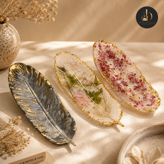Resin Feather Shaped Decorative Tray
