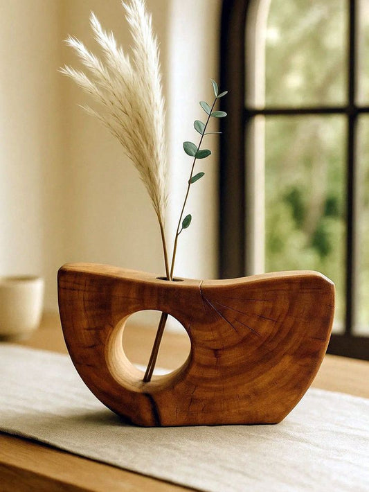 Where the Soul of the Tree Becomes the Art of the Home: Handcarved Hollow Wooden Sculpture Vase for the Beautifully Grounded Interior
