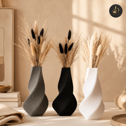 Twisted Spiral Ribbed Vase Set