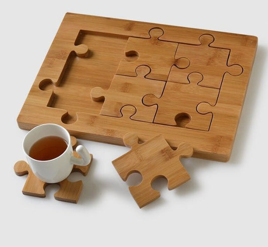 Where Every Piece Fits Perfectly: Handcrafted Bamboo Puzzle Coaster Set for the Warmly Considered and Playfully Designed Home