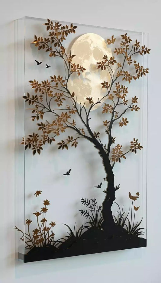 Where Light Becomes Art: Handcrafted 3D Layered Moonlit Tree Shadow Box Wall Art for the Beautifully Considered Home