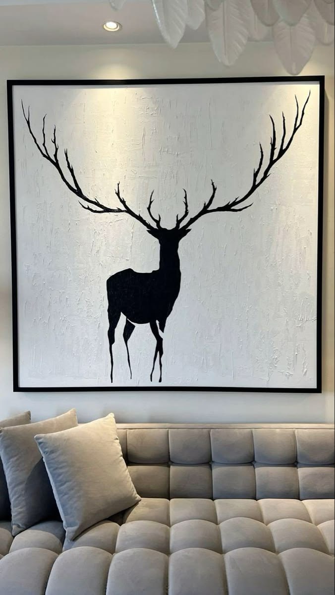 Where Wild Majesty Meets Quiet Luxury: Handcrafted Textured Stag Silhouette Canvas Art for the Boldly Considered Home