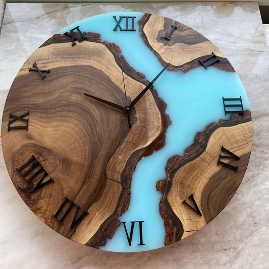 Bring Nature & Modern Art Together: Handcrafted River Resin Wooden Wall Clock