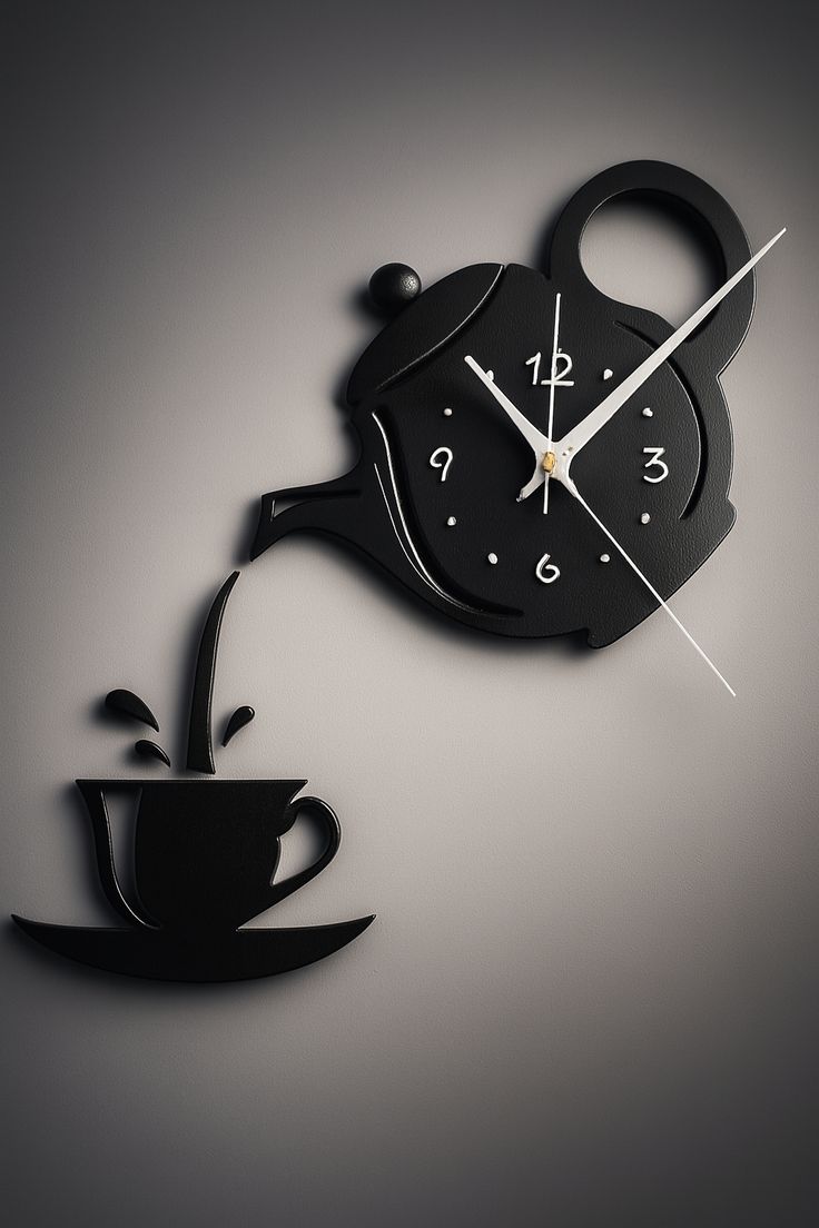 Where Time Pours Elegance Into Everyday Rituals: Sculptural Teapot &amp; Cup Wall Clock for the Modern Artistic Home