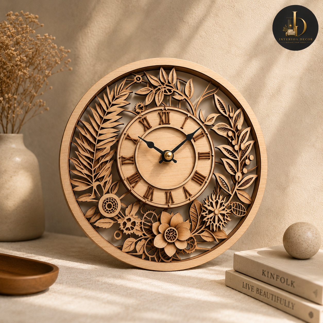 Botanical Garden Laser-Cut Wooden Clock