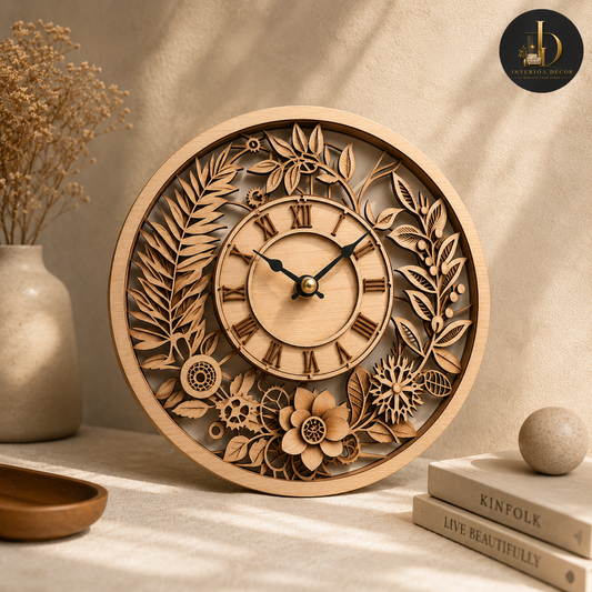 Botanical Garden Laser-Cut Wooden Clock