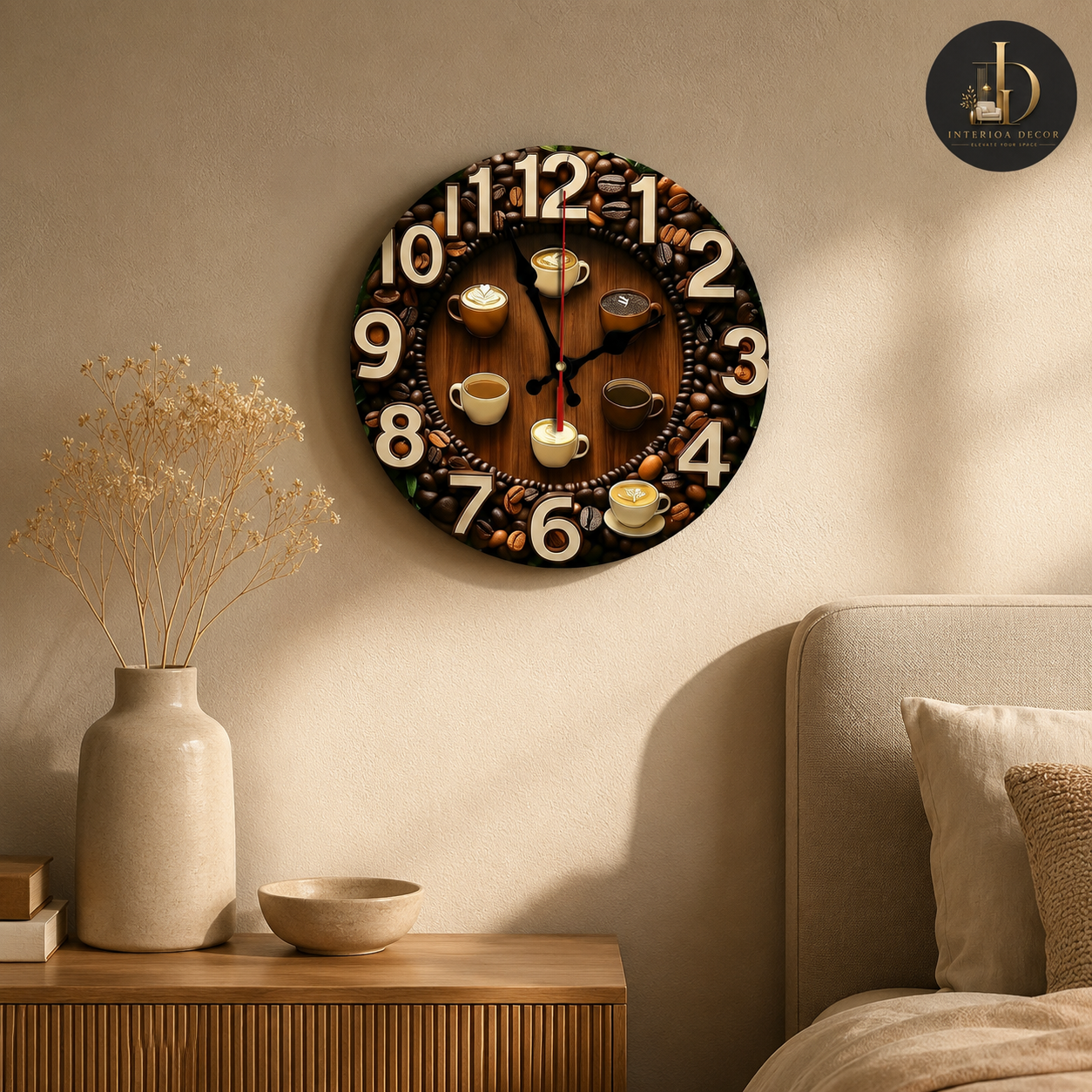 Coffee Bean Kitchen Wall Clock