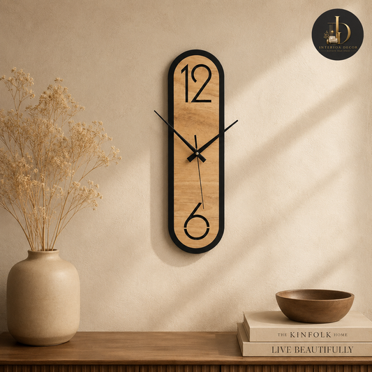Minimalist Vertical Wooden Wall Clock