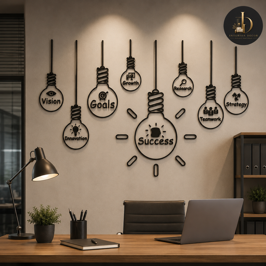 Success Mindset Lightbulb 3D Wall Art Set