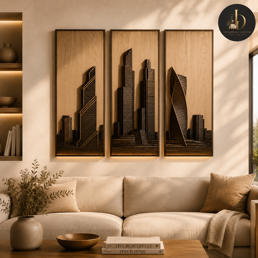 City Skyline 3D Architectural Triptych
