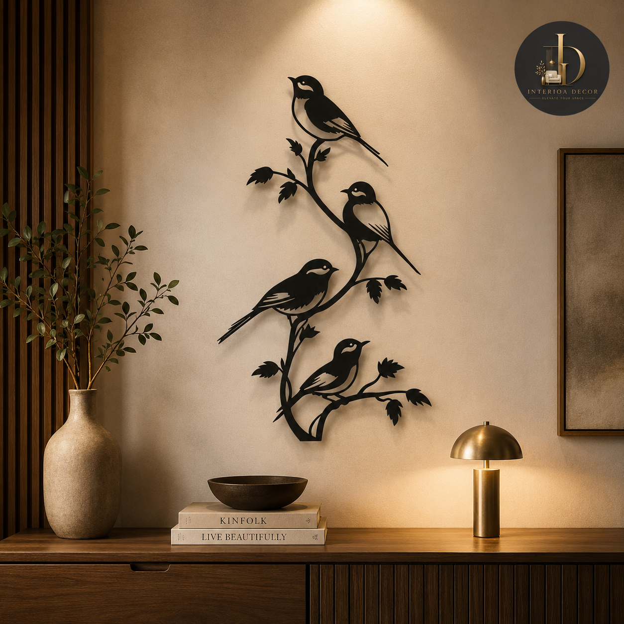 Birds on Branch Metal Wall Art