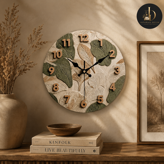 Botanical Leaf Relief Wall Clock