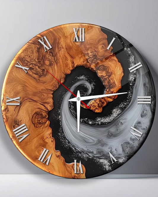 Where the Universe Meets the Forest: A Handcrafted Epoxy Resin & Burl Wood Wall Clock of Extraordinary Rarity