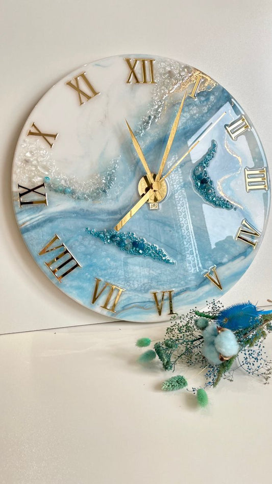 Bring Oceanic Elegance to Your Space: A Luxury Resin Timepiece Inspired by Coastal Art